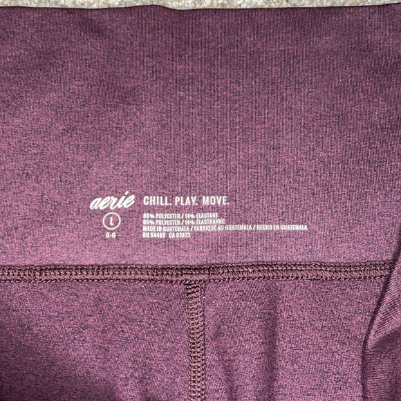 Aerie Chill Play Move Capri Leggings Women's Heathered Purple/Maroon Cutout Ties - Picture 7 of 15